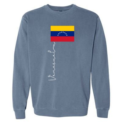 Venezuela Signature Flag Pole Patriotic Gift Garment-Dyed Sweatshirt