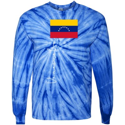 Venezuela Signature Flag Pole Patriotic Gift Tie-Dye Long Sleeve Shirt