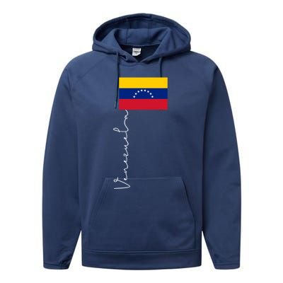 Venezuela Signature Flag Pole Patriotic Gift Performance Fleece Hoodie