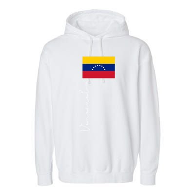 Venezuela Signature Flag Pole Patriotic Gift Garment-Dyed Fleece Hoodie