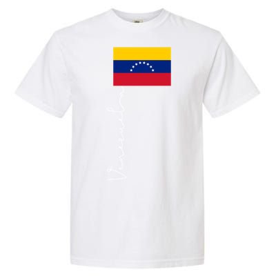 Venezuela Signature Flag Pole Patriotic Gift Garment-Dyed Heavyweight T-Shirt