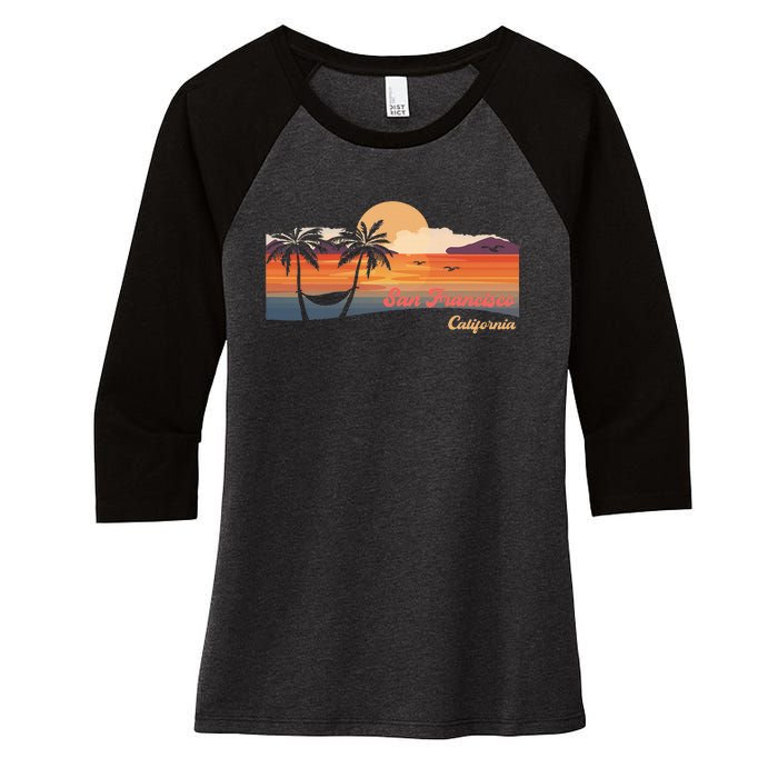 Vintage San Francisco California Beach Women's Tri-Blend 3/4-Sleeve Raglan Shirt