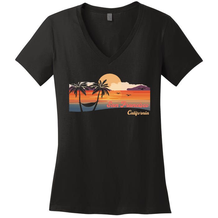 Vintage San Francisco California Beach Women's V-Neck T-Shirt