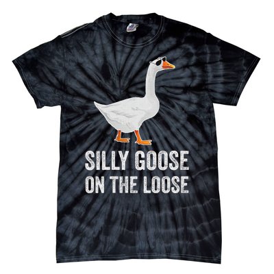 vintage Silly Goose On The Loose Funny Saying Tie-Dye T-Shirt