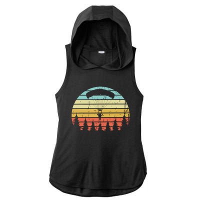 Vintage Skydiving Gift Retro Parachuting Skydiver Ladies PosiCharge Tri-Blend Wicking Draft Hoodie Tank