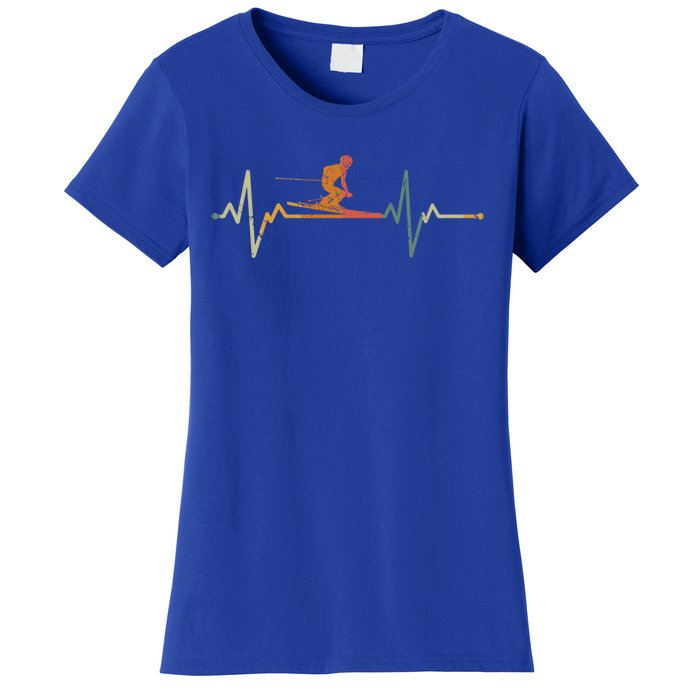 Vintage Skier Gift Heartbeat Skiing Ski Gift Women's T-Shirt