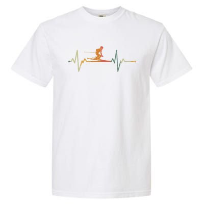 Vintage Skier Gift Heartbeat Skiing Ski Gift Garment-Dyed Heavyweight T-Shirt