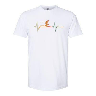 Vintage Skier Gift Heartbeat Skiing Ski Gift Softstyle® CVC T-Shirt