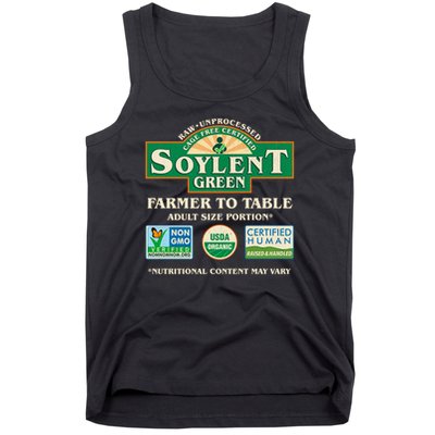 Vintage Soylent Green Farmer To Table Label Tank Top