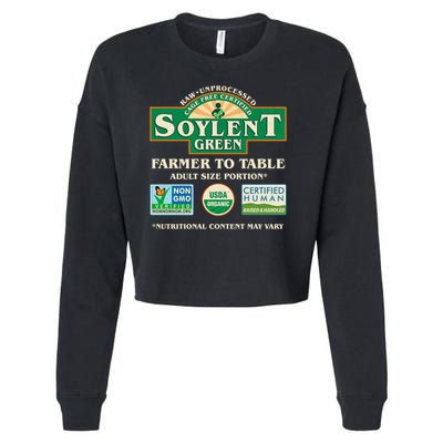 Vintage Soylent Green Farmer To Table Label Cropped Pullover Crew