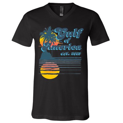 Vintage Style Gulf of USA America Beach Lovers Summer  V-Neck T-Shirt