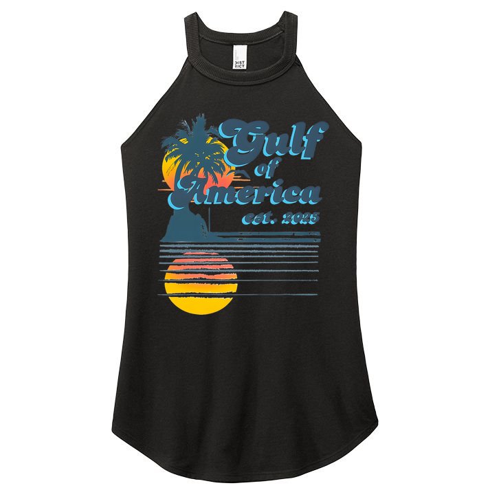 Vintage Style Gulf of USA America Beach Lovers Summer  Women's Perfect Tri Rocker Tank