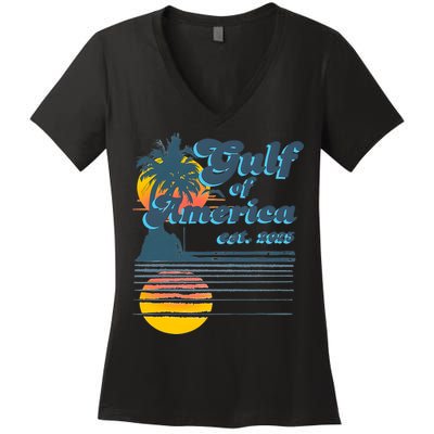 Vintage Style Gulf of USA America Beach Lovers Summer  Women's V-Neck T-Shirt