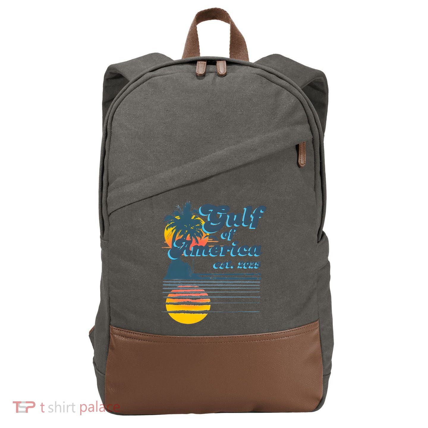 Vintage Style Gulf of USA America Beach Lovers Summer  Cotton Canvas Backpack