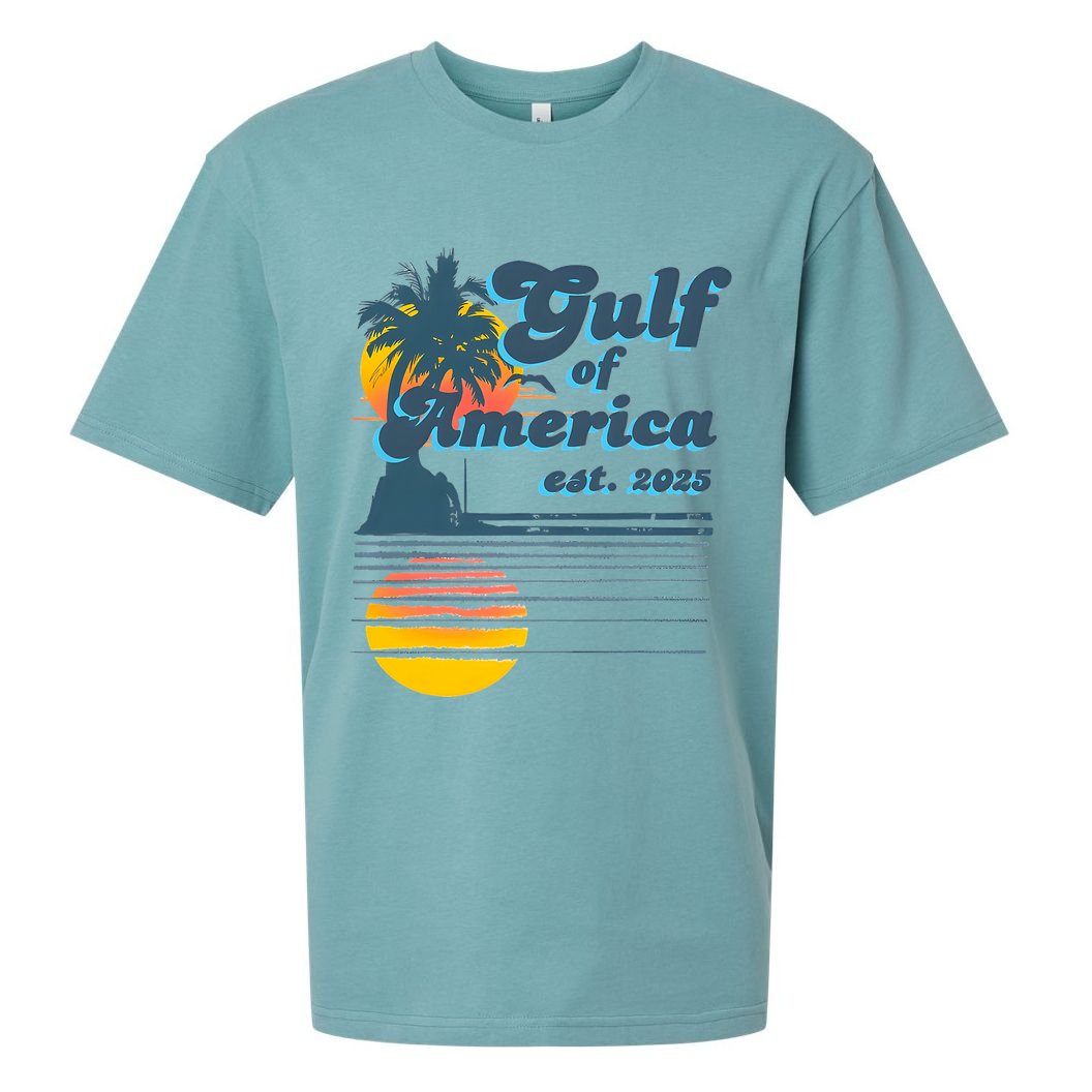 Vintage Style Gulf of USA America Beach Lovers Summer  Sueded Cloud Jersey T-Shirt