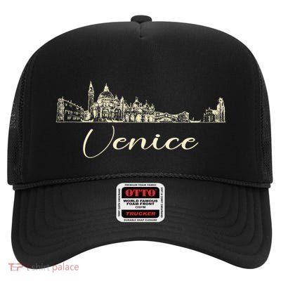 Venice Skyline Gift High Crown Mesh Back Trucker Hat