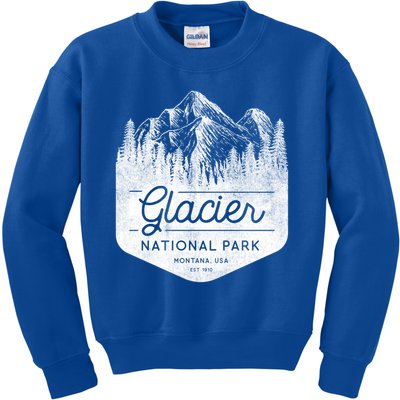Vintage Style Glacier National Park Montana Kids Sweatshirt