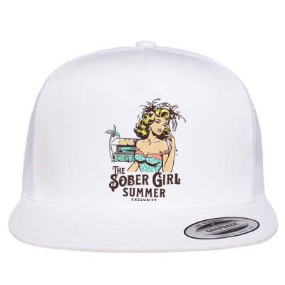 Vintage Sober Girl Summer Flat Bill Trucker Hat