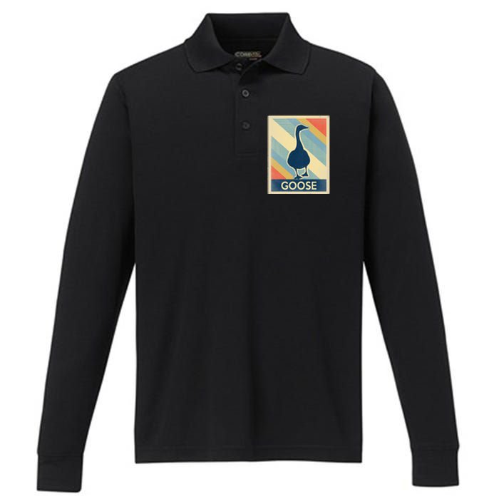 Vintage Style Goose Performance Long Sleeve Polo