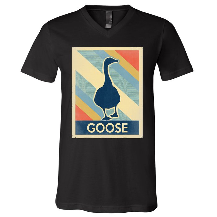 Vintage Style Goose V-Neck T-Shirt