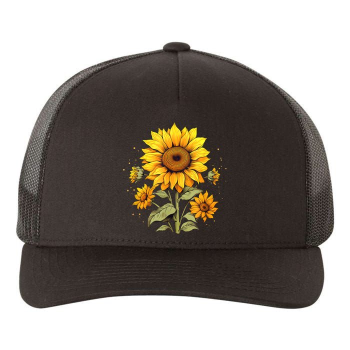 Vintage Sunflower Graphic Yupoong Adult 5-Panel Trucker Hat