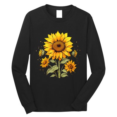 Vintage Sunflower Graphic Long Sleeve Shirt