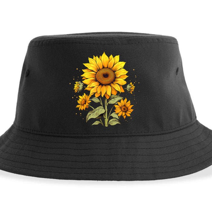 Vintage Sunflower Graphic Sustainable Bucket Hat