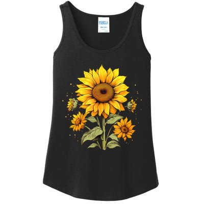 Vintage Sunflower Graphic Ladies Essential Tank