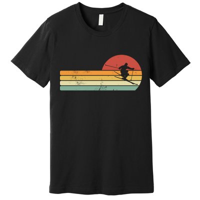 Vintage Skiing Gift For Skiers Skiing Lover Premium T-Shirt