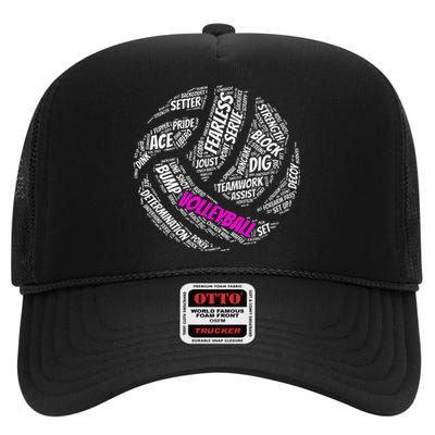 Volleyball Sayings Gift For Teen And Women High Crown Mesh Back Trucker Hat