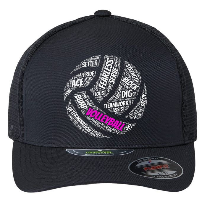 Volleyball Sayings Gift For Teen And Women Flexfit Unipanel Trucker Cap