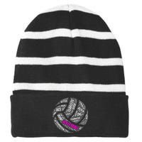 Volleyball Sayings Gift For Teen And Women Striped Beanie with Solid Band