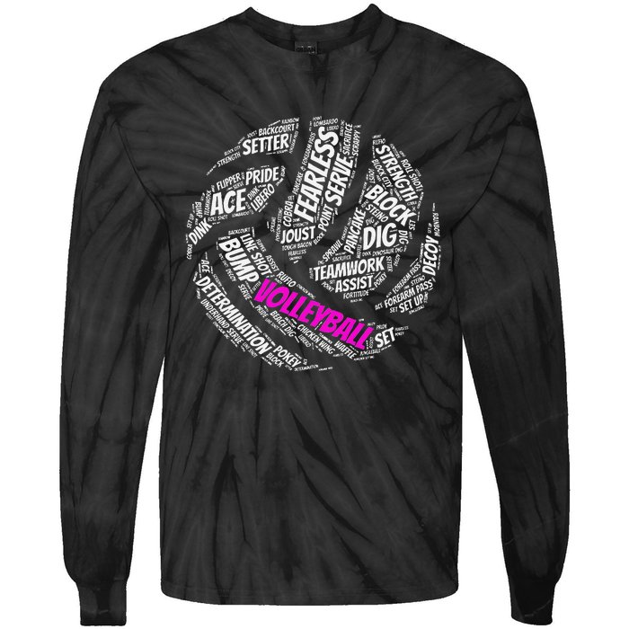 Volleyball Sayings Gift For Teen And Women Tie-Dye Long Sleeve Shirt