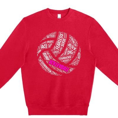 Volleyball Sayings Gift For Teen And Women Premium Crewneck Sweatshirt