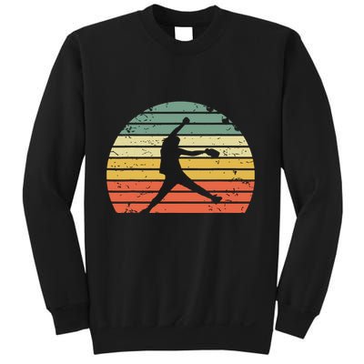 Vintage Softball Girl Pitching Silhouette Retro Sunset Sweatshirt