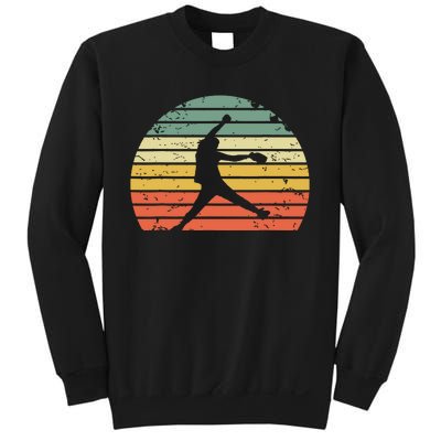 Vintage Softball Girl Pitching Silhouette Retro Sunset Sweatshirt