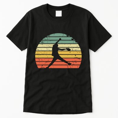 Vintage Softball Girl Pitching Silhouette Retro Sunset Tall T-Shirt