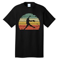 Vintage Softball Girl Pitching Silhouette Retro Sunset Tall T-Shirt