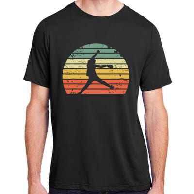 Vintage Softball Girl Pitching Silhouette Retro Sunset Adult ChromaSoft Performance T-Shirt