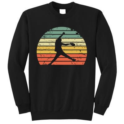 Vintage Softball Girl Pitching Silhouette Retro Sunset Tall Sweatshirt