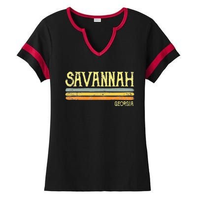 Vintage Savannah Georgia Ga Love Gift Souvenir Ladies Halftime Notch Neck Tee