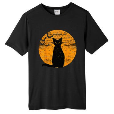 Vintage Scary Halloween Black Cat Costume Retro Moon Cat Mom Tall Fusion ChromaSoft Performance T-Shirt