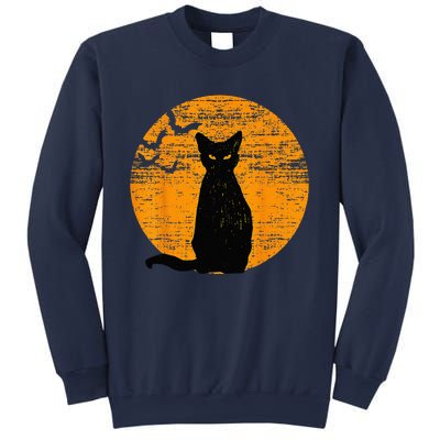 Vintage Scary Halloween Black Cat Costume Retro Moon Cat Mom Sweatshirt