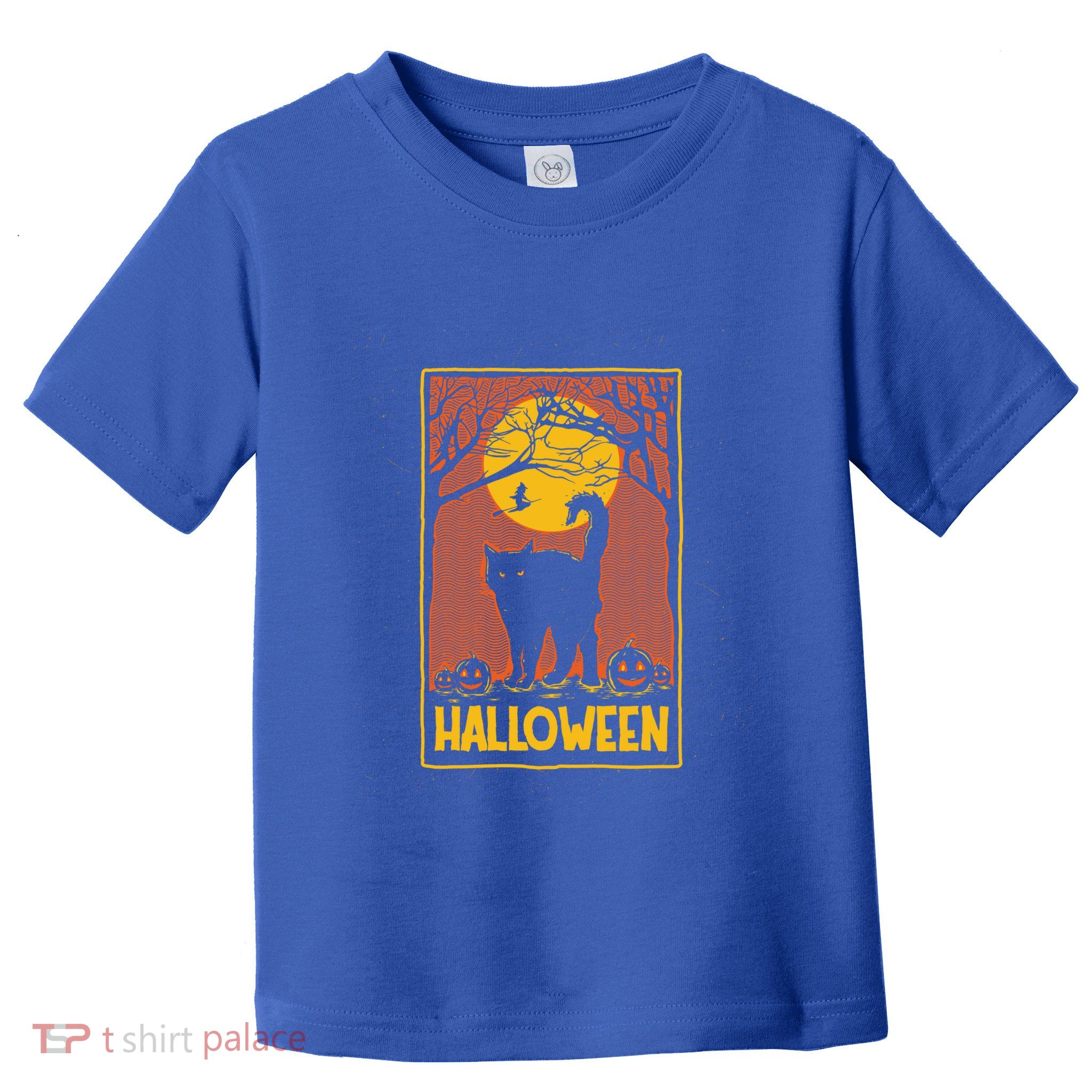 Vintage Scary Halloween Black Cat Costume Witch And Moon Cool Gift Toddler T-Shirt