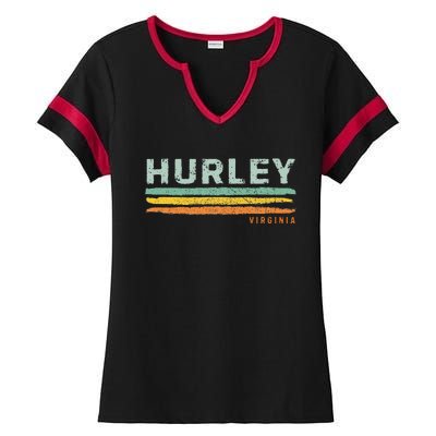 Vintage Stripes Hurley Va Ladies Halftime Notch Neck Tee