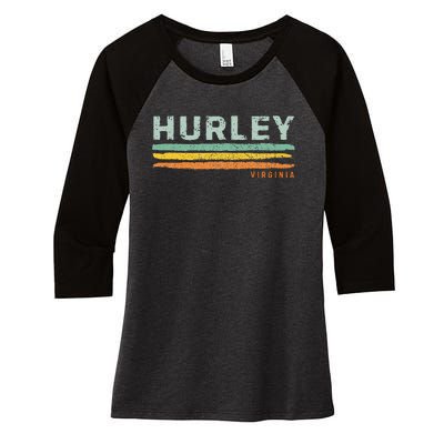 Vintage Stripes Hurley Va Women's Tri-Blend 3/4-Sleeve Raglan Shirt