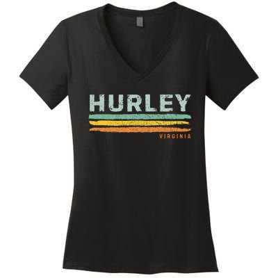 Vintage Stripes Hurley Va Women's V-Neck T-Shirt