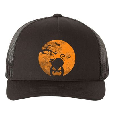 Vintage Scary Halloween Pumpkin Cat Costume Retro Cat Moon Yupoong Adult 5-Panel Trucker Hat