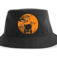 Vintage Scary Halloween Pumpkin Cat Costume Retro Cat Moon Sustainable Bucket Hat