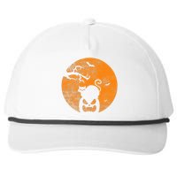 Vintage Scary Halloween Pumpkin Cat Costume Retro Cat Moon Snapback Five-Panel Rope Hat